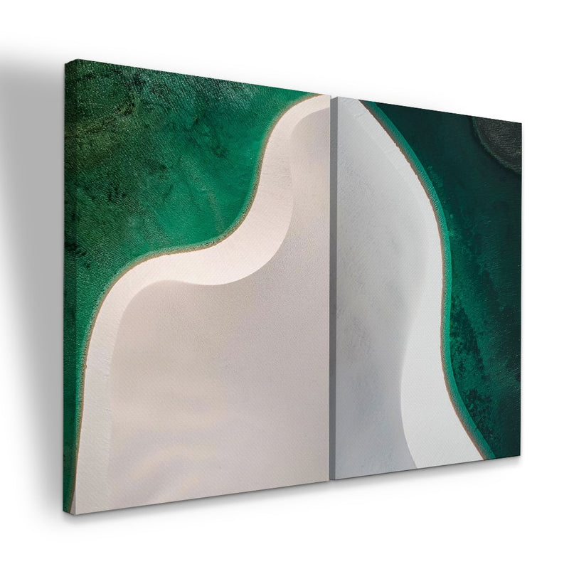 Quadro Decorativo  2 Telas Lençois Maranhenses Luxo Abstração Dunas e Turquesa