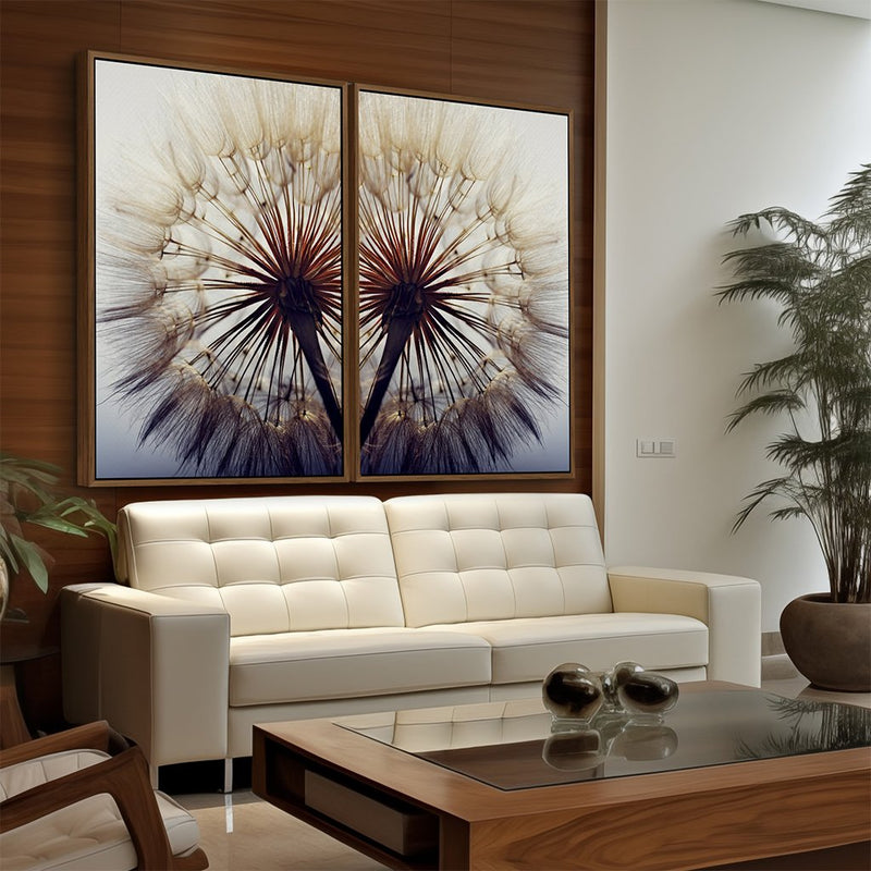 Quadro decorativo 2 telas Dente de Leão Macro