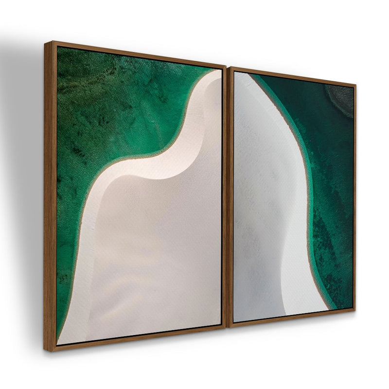Quadro Decorativo  2 Telas Lençois Maranhenses Luxo Abstração Dunas e Turquesa