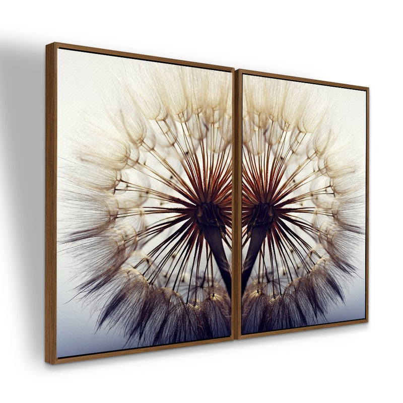 Quadro decorativo 2 telas Dente de Leão Macro