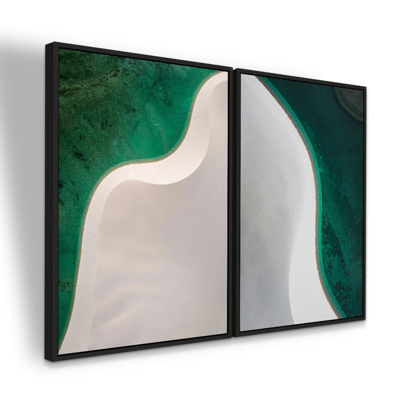 Quadro Decorativo  2 Telas Lençois Maranhenses Luxo Abstração Dunas e Turquesa
