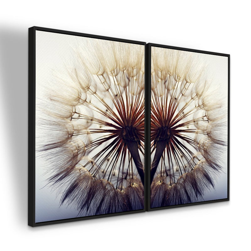 Quadro decorativo 2 telas Dente de Leão Macro
