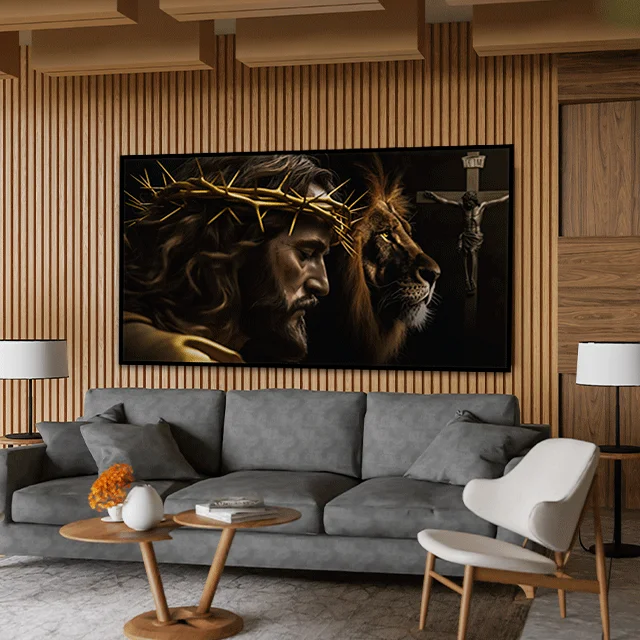 Quadro Decorativo Cristo e Leão