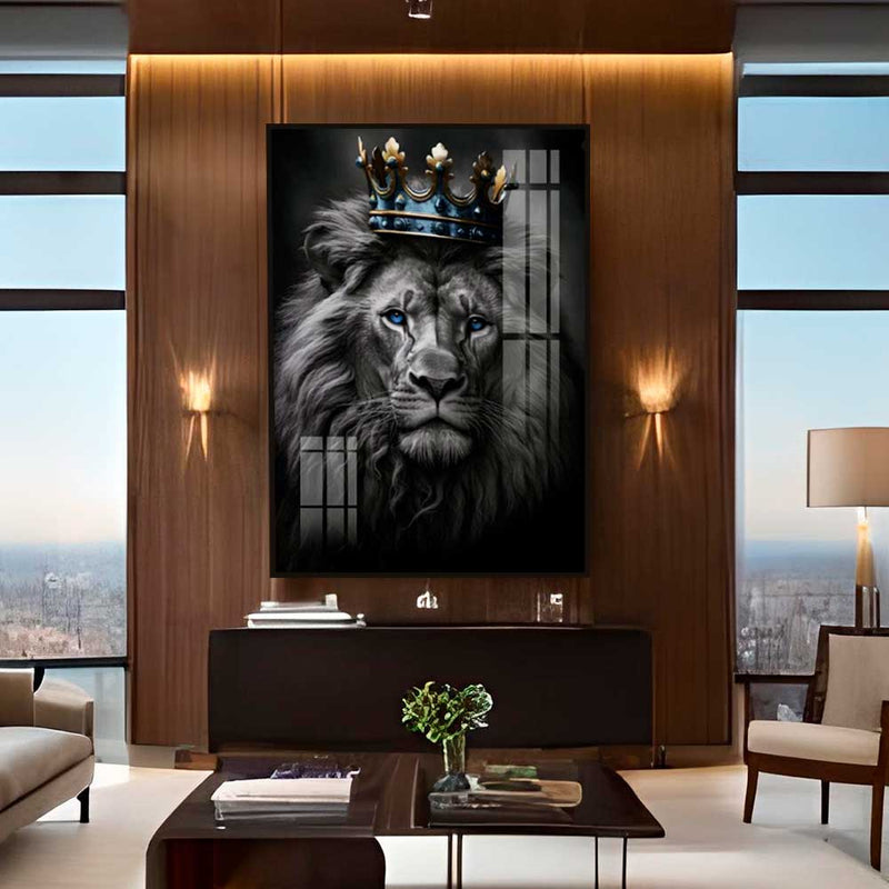 Quadro Decorativo Leão Rei Coroado