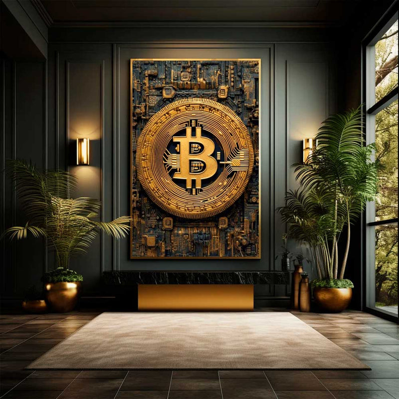 Quadro Decorativo Moeda Digital Bitcoin