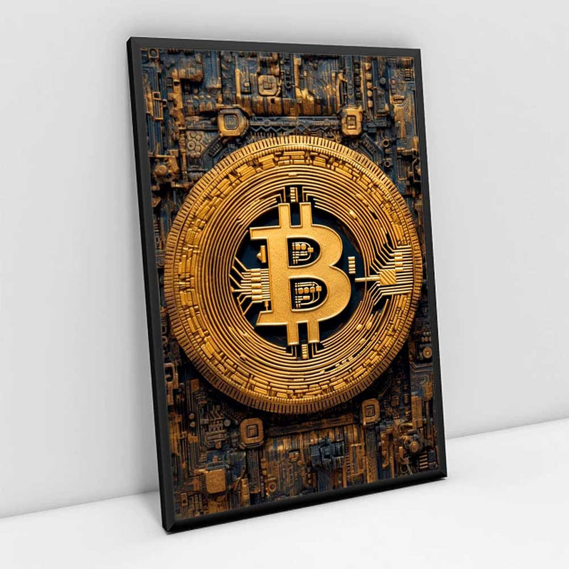 Quadro Decorativo Moeda Digital Bitcoin