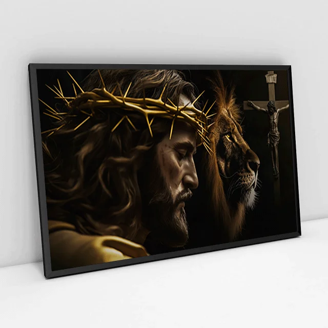 Quadro Decorativo Cristo e Leão