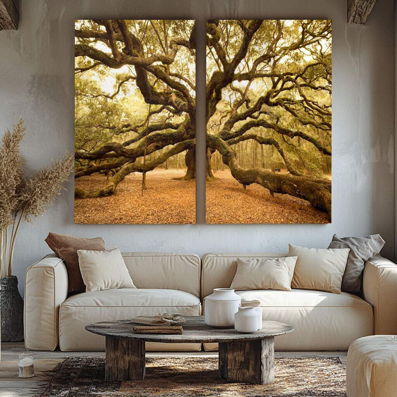 Quadro decorativo 2 telas Arvore antiga