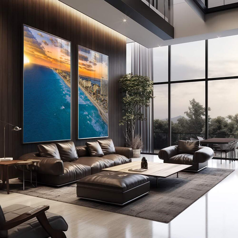 Quadro decorativo 2 telas Paisagem Caribe Praia
