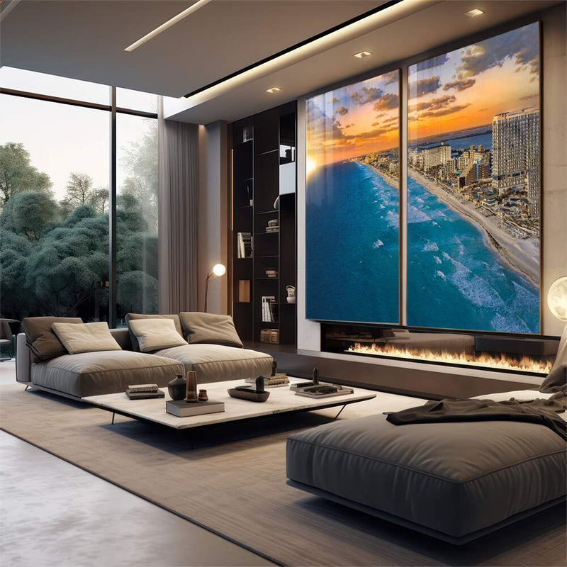 Quadro decorativo 2 telas Paisagem Caribe Praia