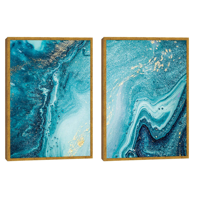Quadro decorativo 2 telas Abstrato Azul Arte