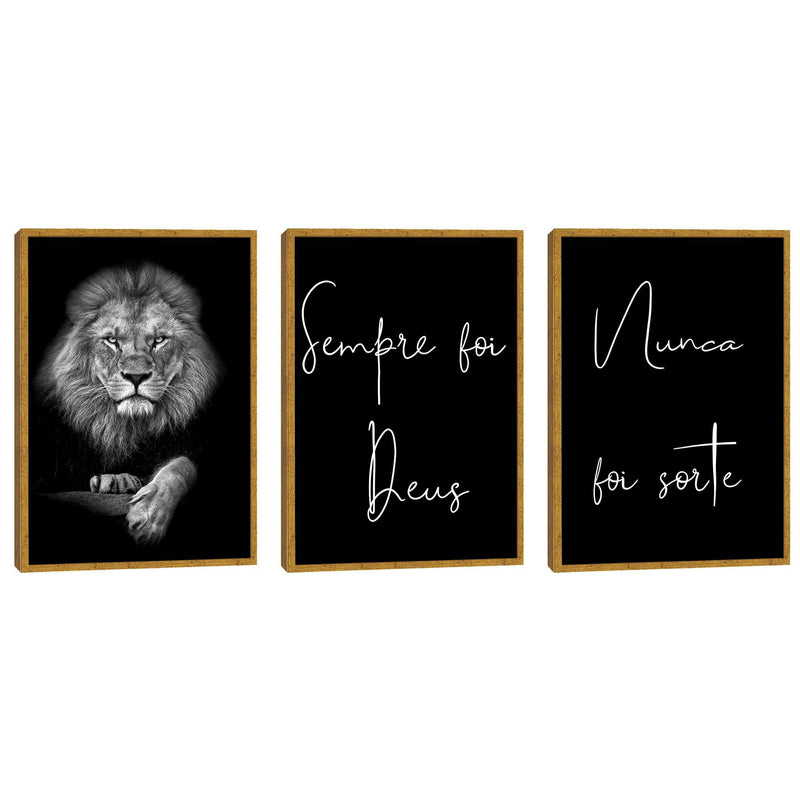 Quadro decorativo 3 Telas Leão, Sempre foi Deus