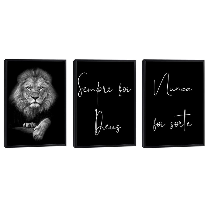 Quadro decorativo 3 Telas Leão, Sempre foi Deus