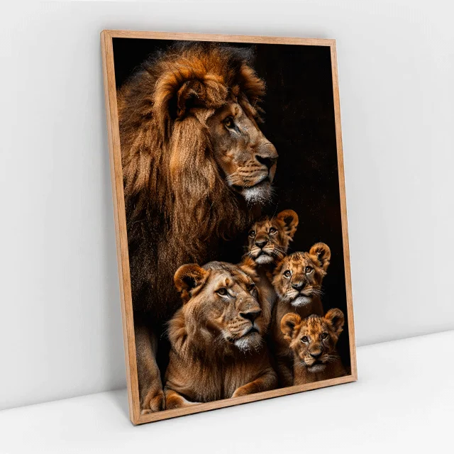 Quadro Decorativo Familia de Leão