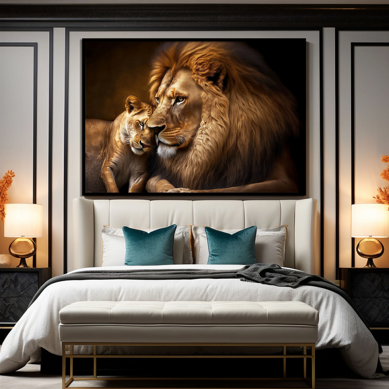 Quadro Decorativo Casal de Leões