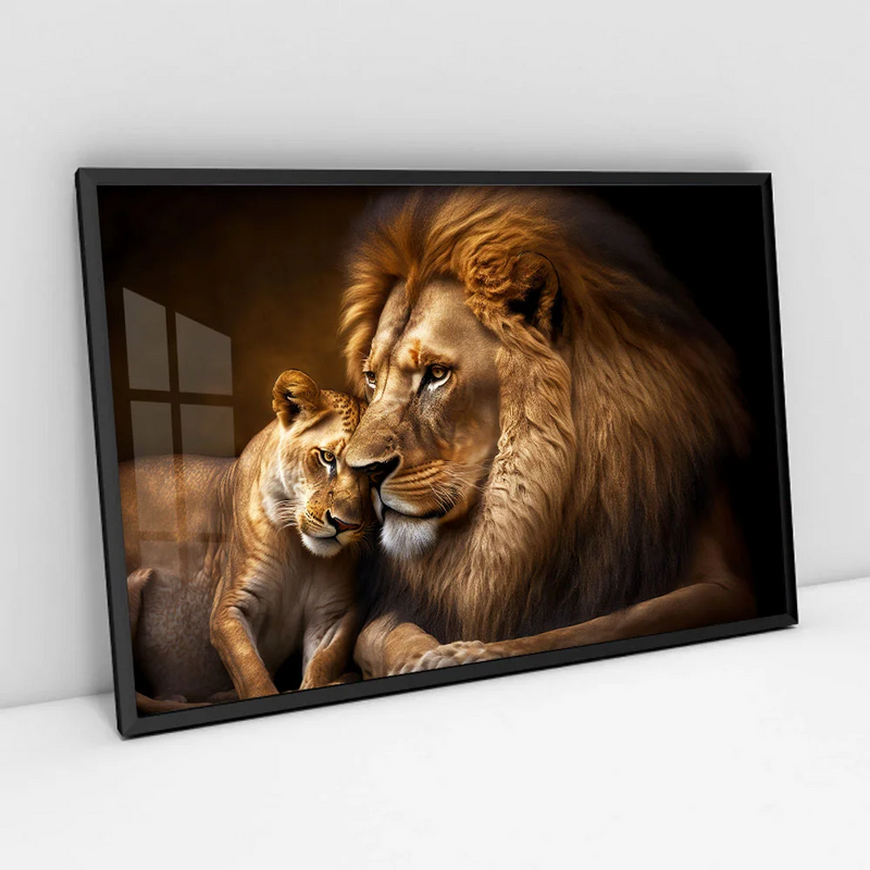 Quadro Decorativo Casal de Leões