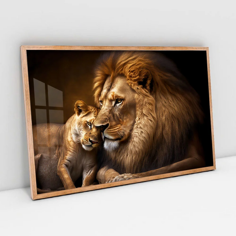 Quadro Decorativo Casal de Leões