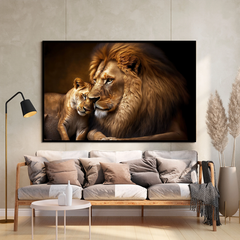 Quadro Decorativo Casal de Leões