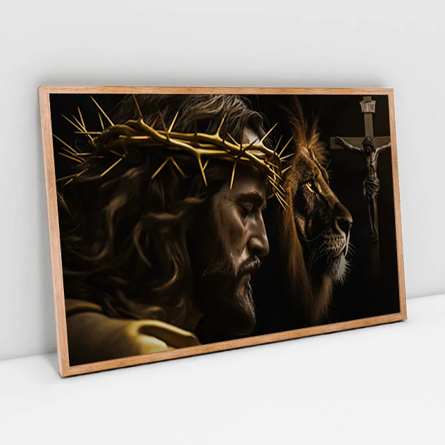 Quadro Decorativo Cristo e Leão