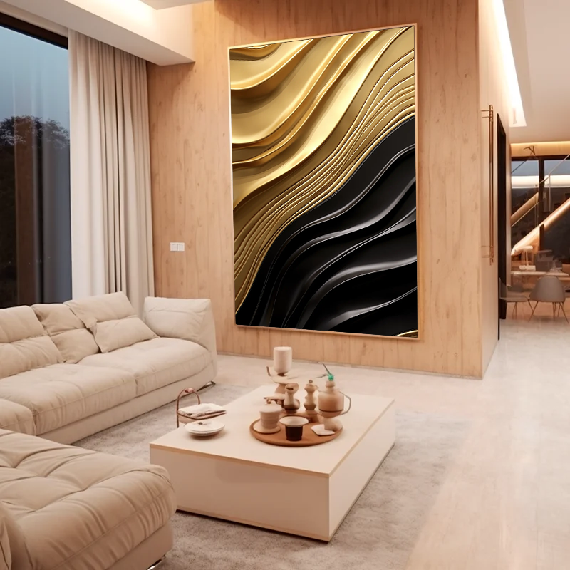 Quadro Decorativo Abstrato Black Gold
