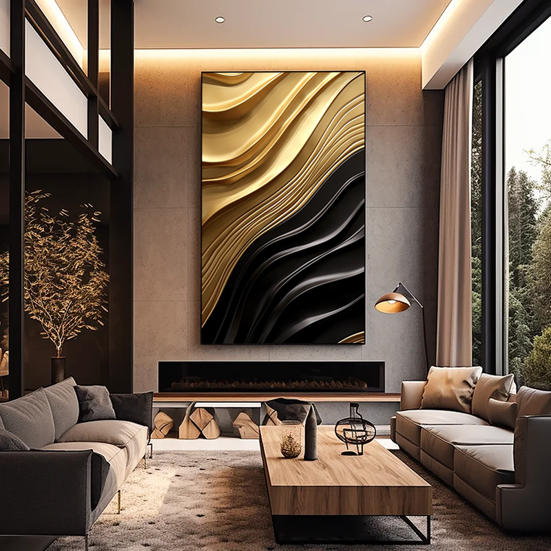 Quadro Decorativo Abstrato Black Gold
