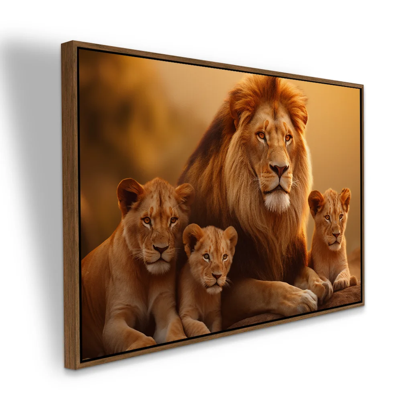 Quadro Decorativo Familia de Leões Realismo