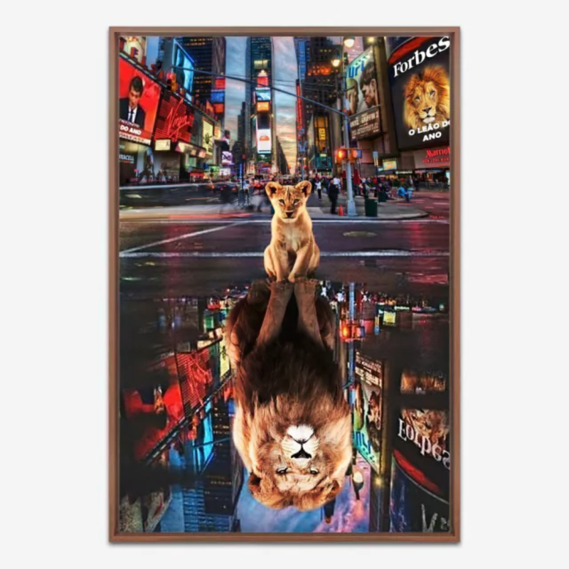 Quadro Decorativo Leão Imponente Reflexo