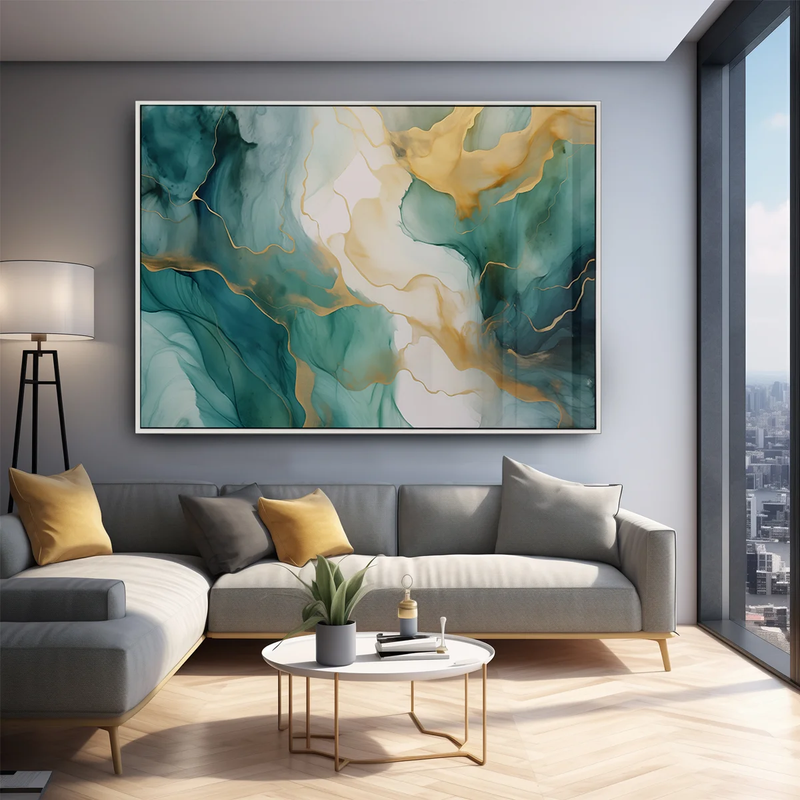 Quadro Decorativo Marmorizado Verde