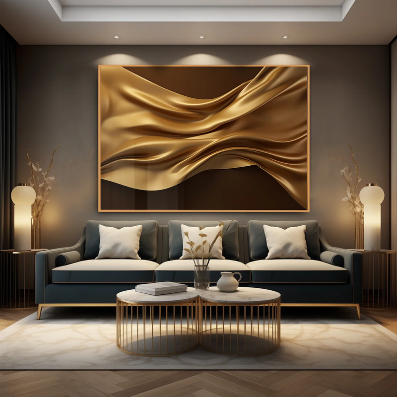 Quadro Decorativo 3D Moderno Dourado