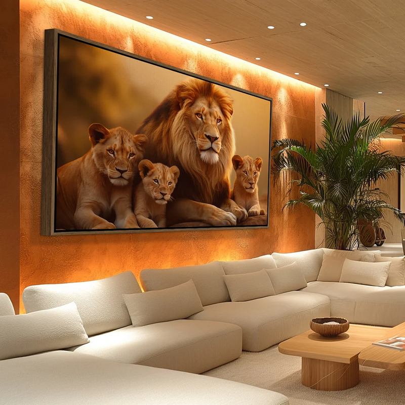 Quadro Decorativo Familia de Leões Realismo