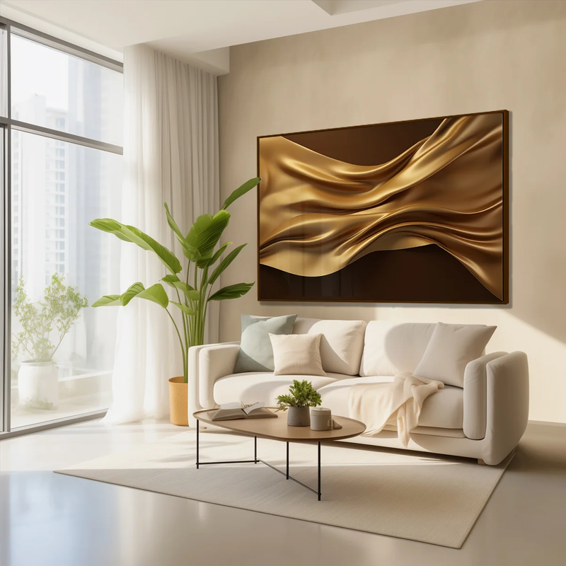 Quadro Decorativo 3D Moderno Dourado