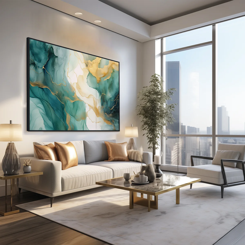 Quadro Decorativo Marmorizado Verde