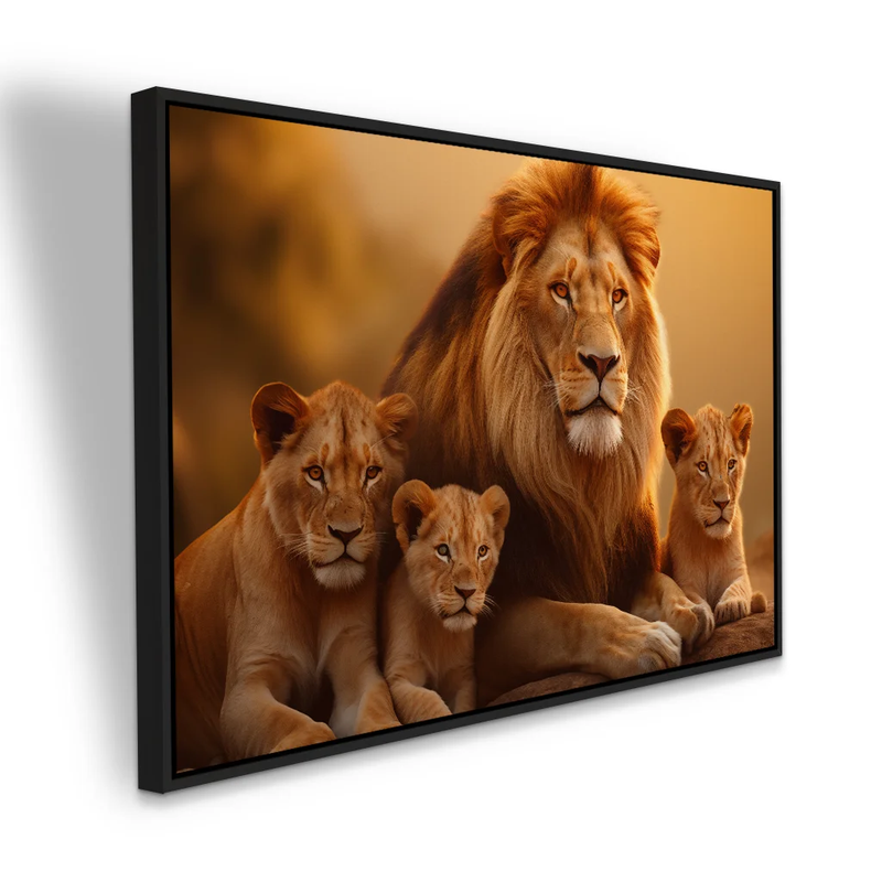 Quadro Decorativo Familia de Leões Realismo