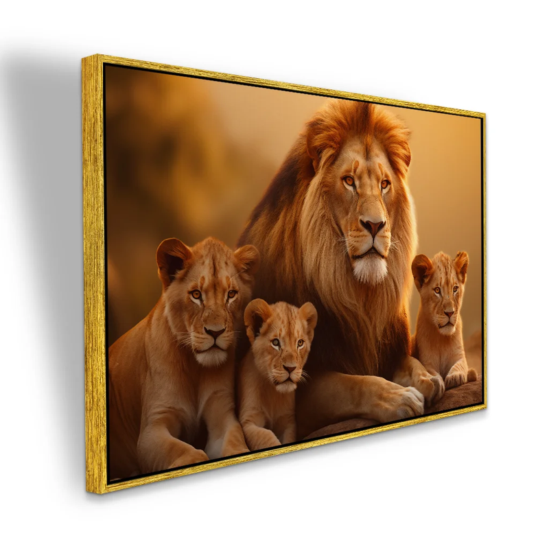 Quadro Decorativo Familia de Leões Realismo