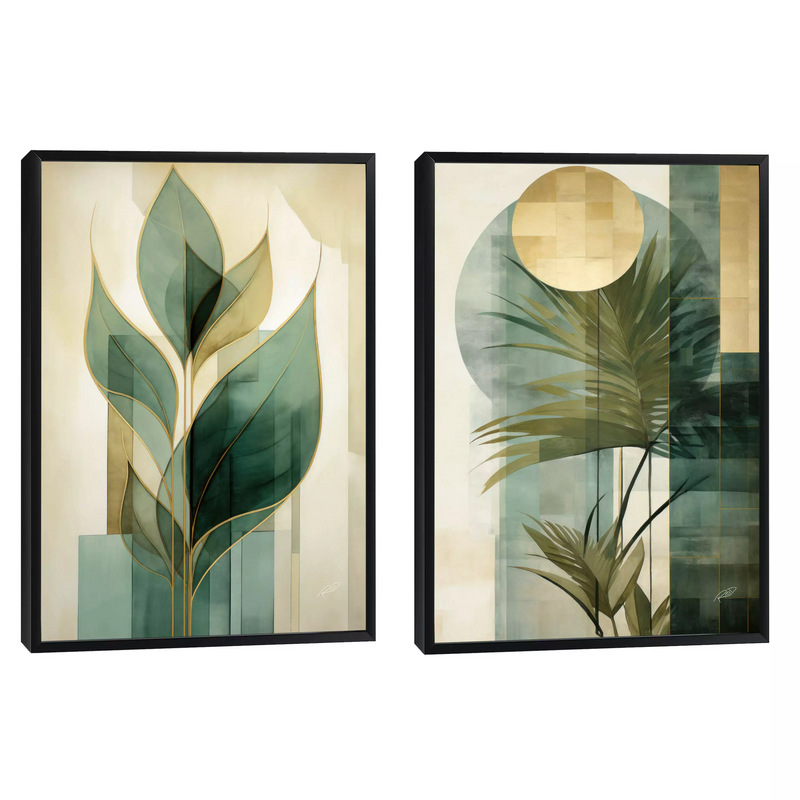 Quadro Decorativo  2 Telas Planta verde 2