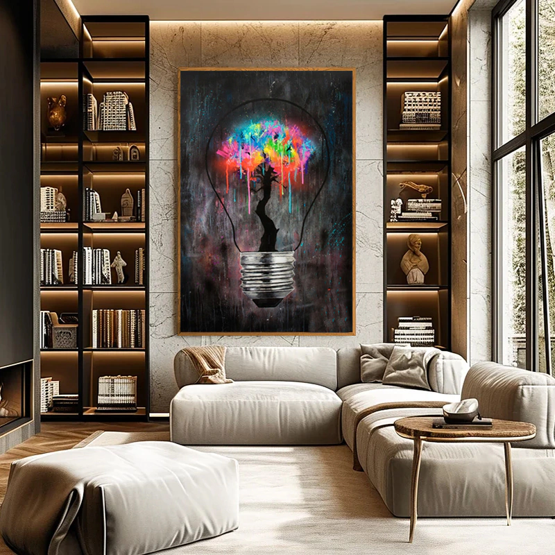Quadro Decorativo  Lampada Grafite