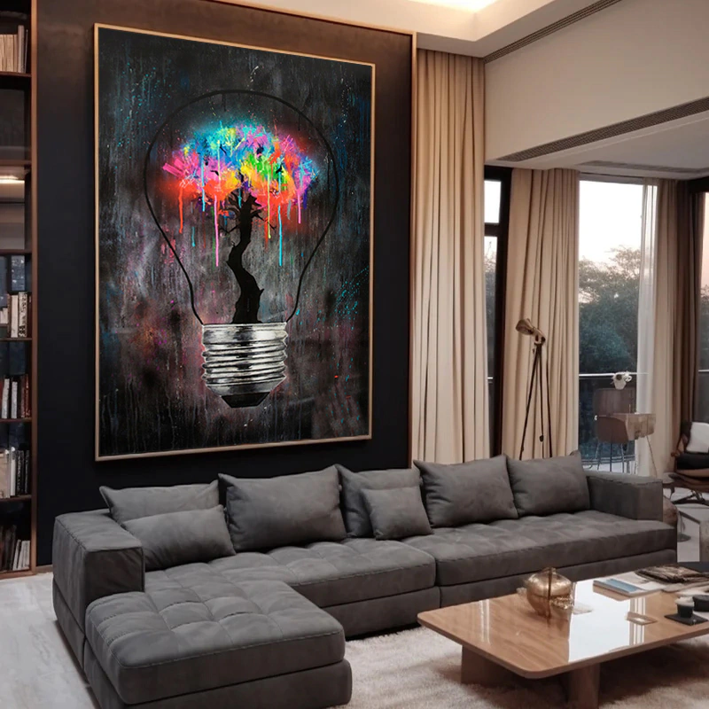 Quadro Decorativo  Lampada Grafite