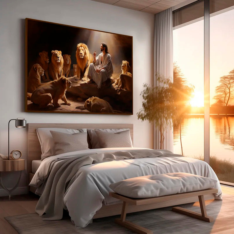Quadro Decorativo  Jesus entre Leões
