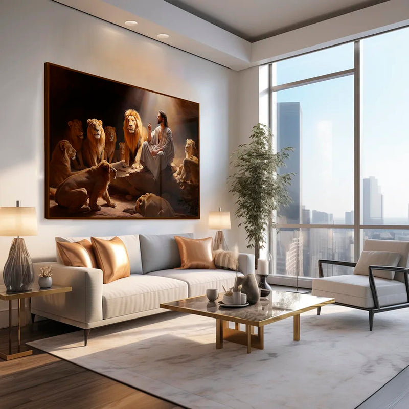 Quadro Decorativo  Jesus entre Leões