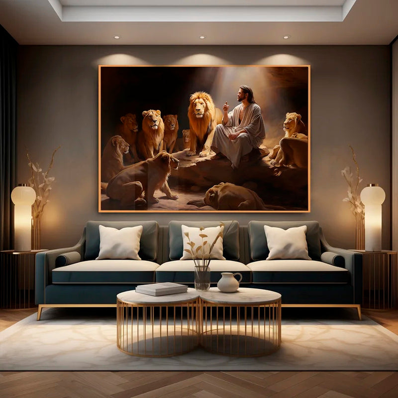 Quadro Decorativo  Jesus entre Leões