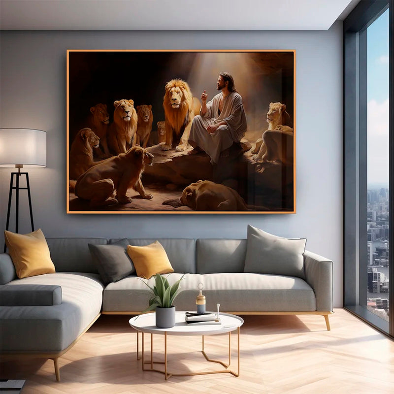 Quadro Decorativo  Jesus entre Leões