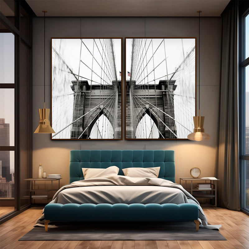 Quadro Decorativo  2 Telas Ponte do Brooklyn