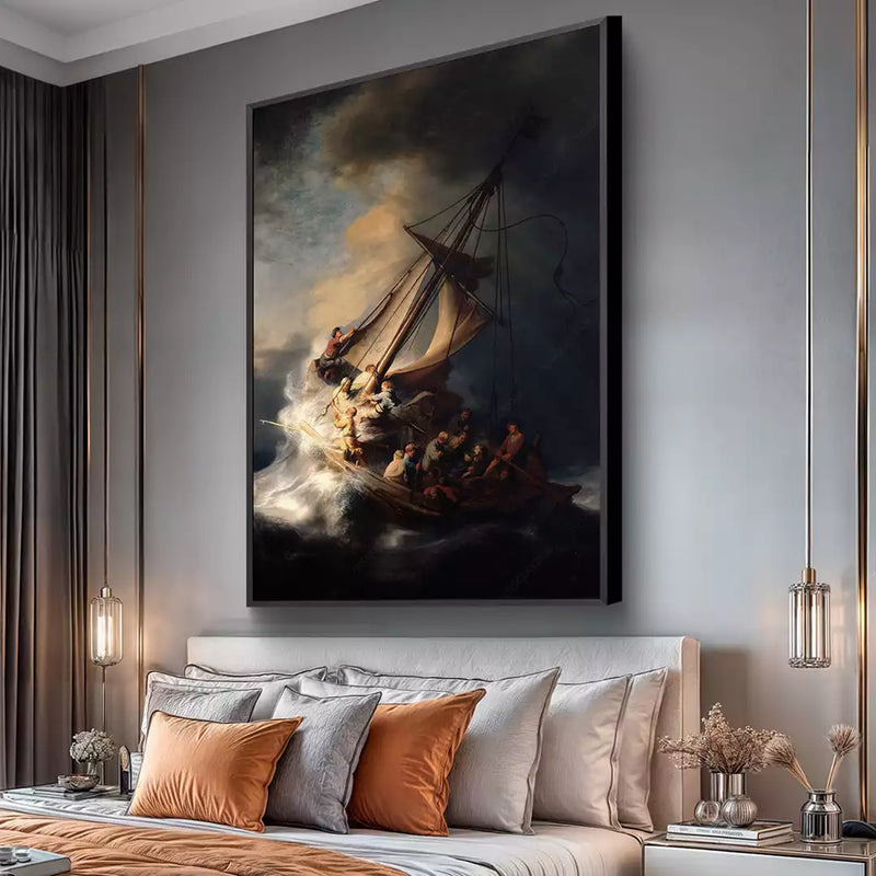 Quadro Decorativo Cristo em uma tempestade no mar-da Galileia