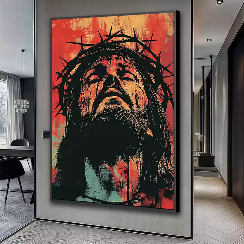 Quadro Decorativo Jesus Sob a Coroa de Espinhos