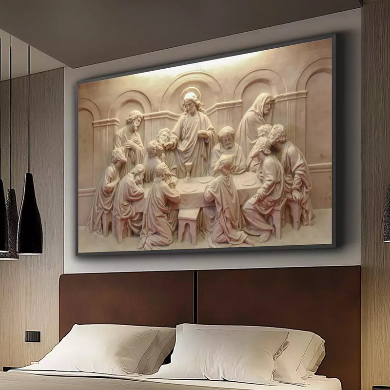 Quadro Decorativo  Santa Ceia em Escultura