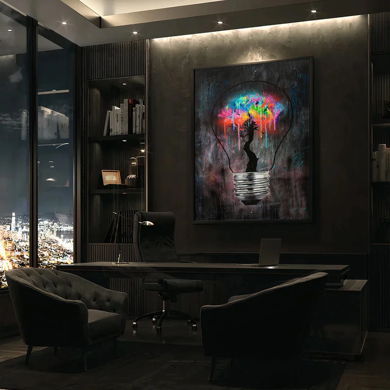 Quadro Decorativo  Lampada Grafite