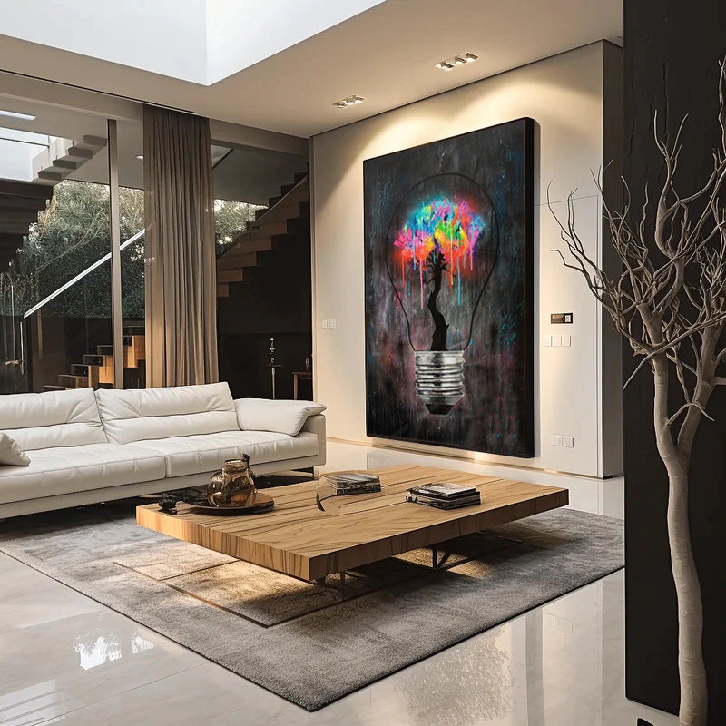 Quadro Decorativo  Lampada Grafite