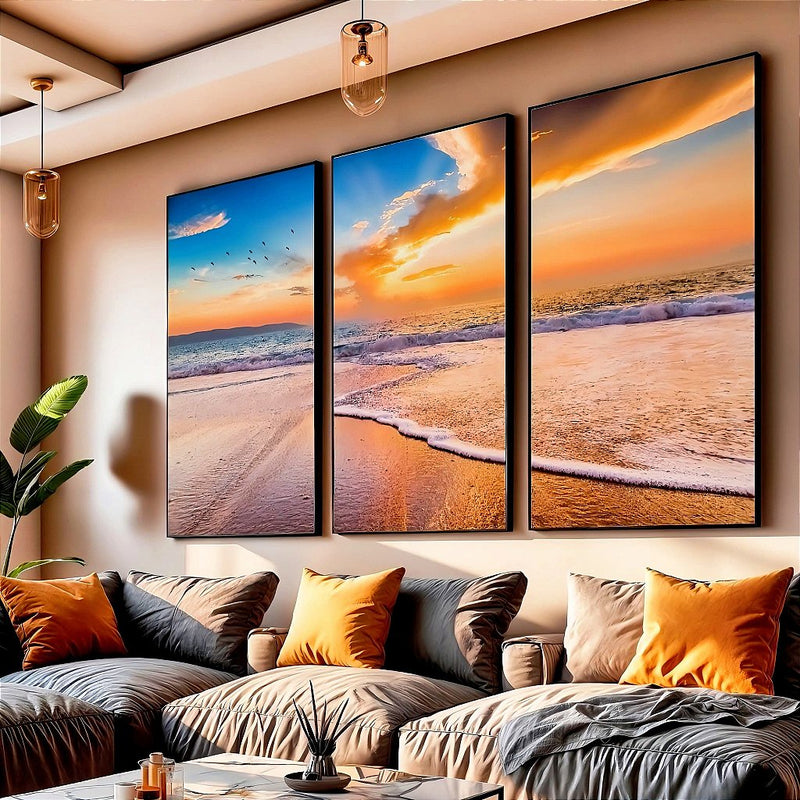 Quadro decorativo 3 Telas Por do Sol